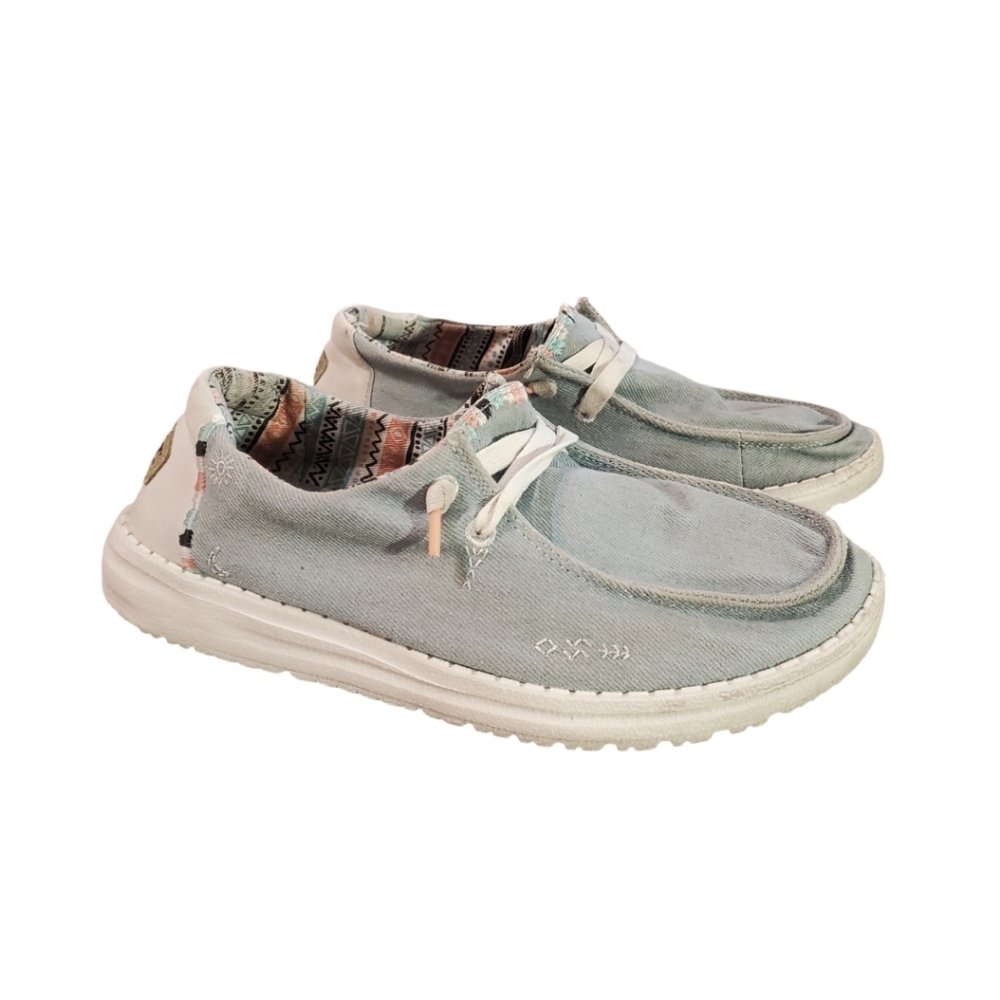 Hey Dudes Women's Wendy Boho Light Denim Slip-on Loafers Size 6‎